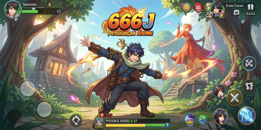 Tampilan gameplay 666J dalam aksi seru dengan karakter Anime.