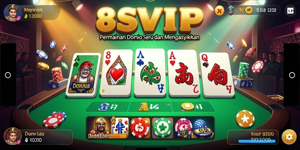Screenshot gameplay seru dari 8SVIP yang menampilkan pemain Domino.