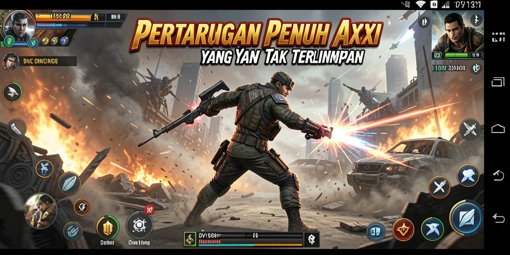 Tampilan gameplay seru saat karakter bertarung dengan efek visual yang menakjubkan.