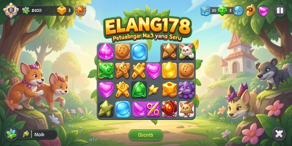 Tangkapan layar ELANG178 menunjukkan gameplay colorful Match-3 yang menarik.