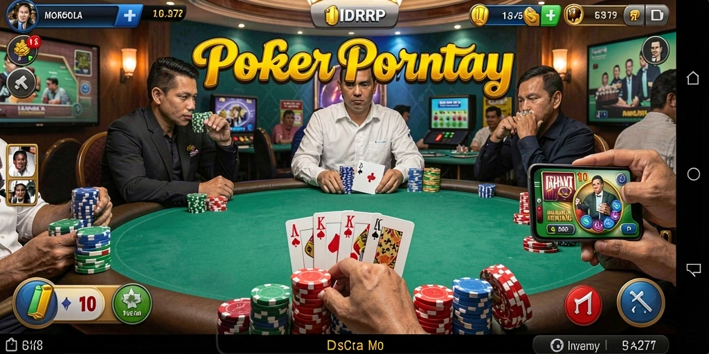 Screenshot utama IDRRP menampilkan aksi permainan poker yang mendebarkan.
