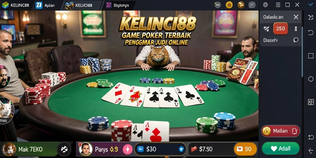 Screenshot gameplay KELINCI88 menampilkan suasana permainan Poker yang seru.