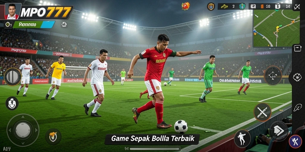 Tampilan gameplay mendebarkan dalam pertandingan sepak bola.