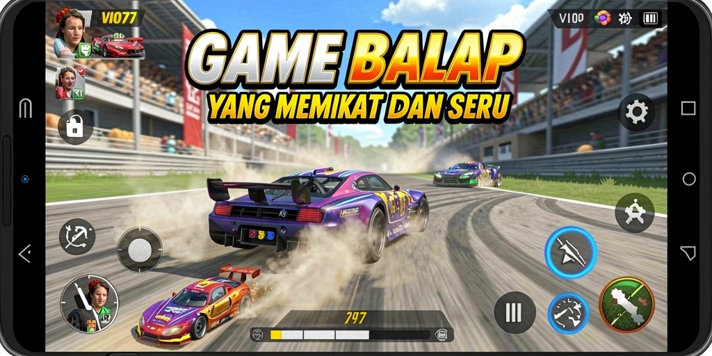 Screenshot gameplay balap VIO77 yang menampilkan aksi adrenalin.