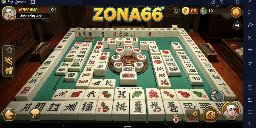 Screenshot menunjukkan gameplay seru ZONA66 dalam Mahjong.
